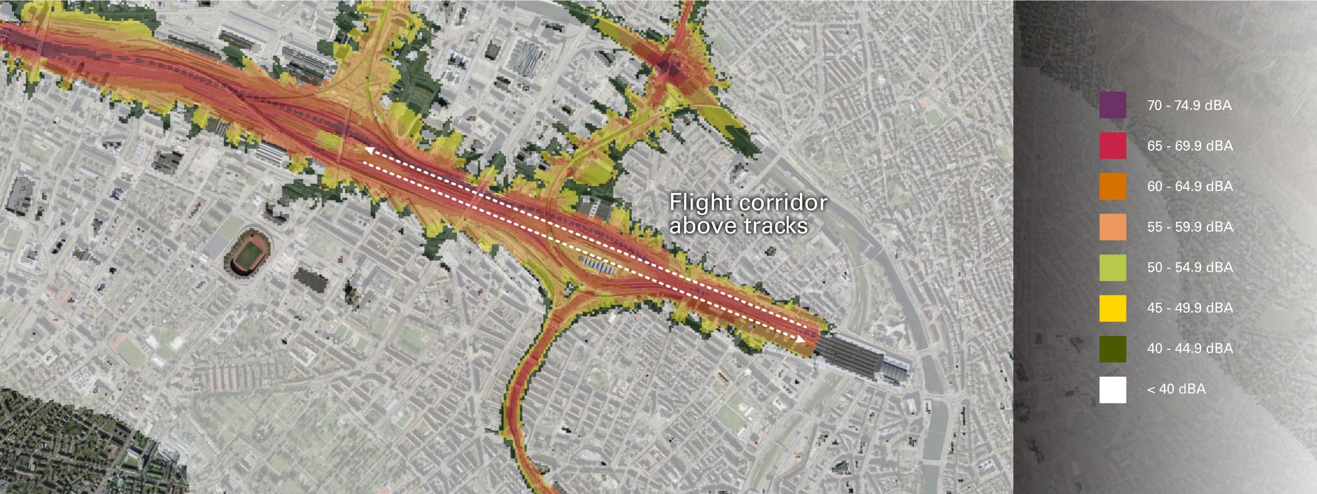 Using existing transport corridors such as train tracks will minimize our noise footprint