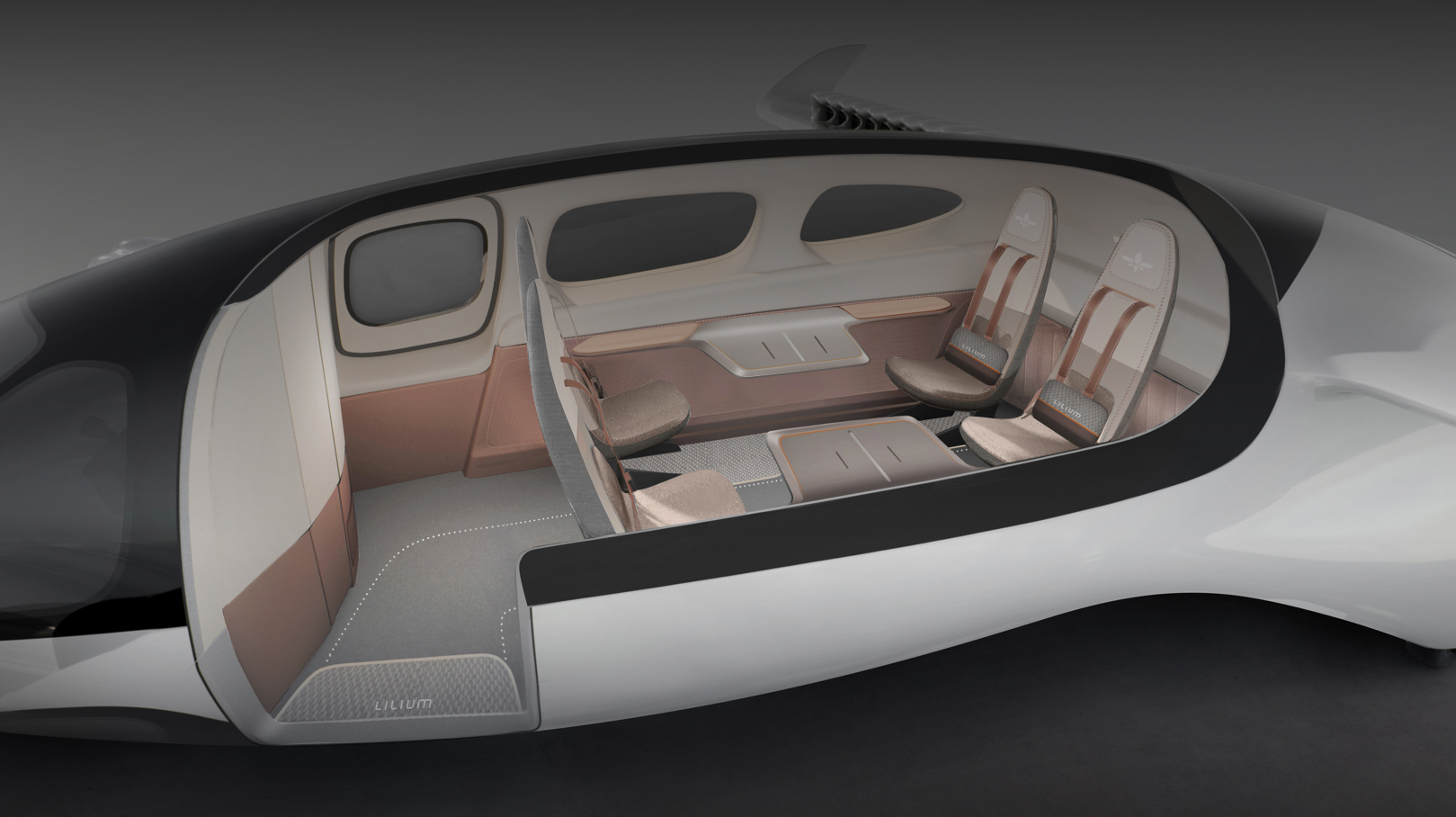A perspective into the 4 passenger seat Lilium Jet club configuration